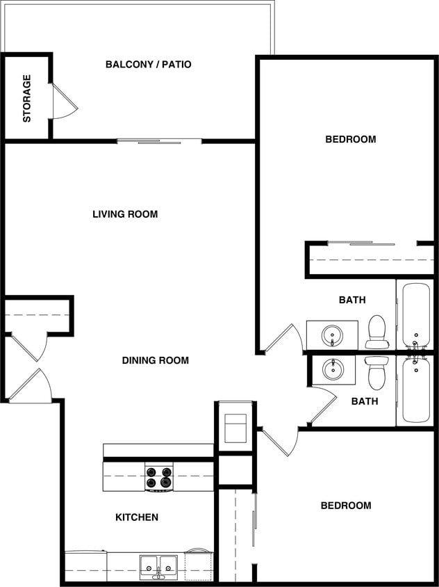 Floor Plan - 2 bedroom 2 bath