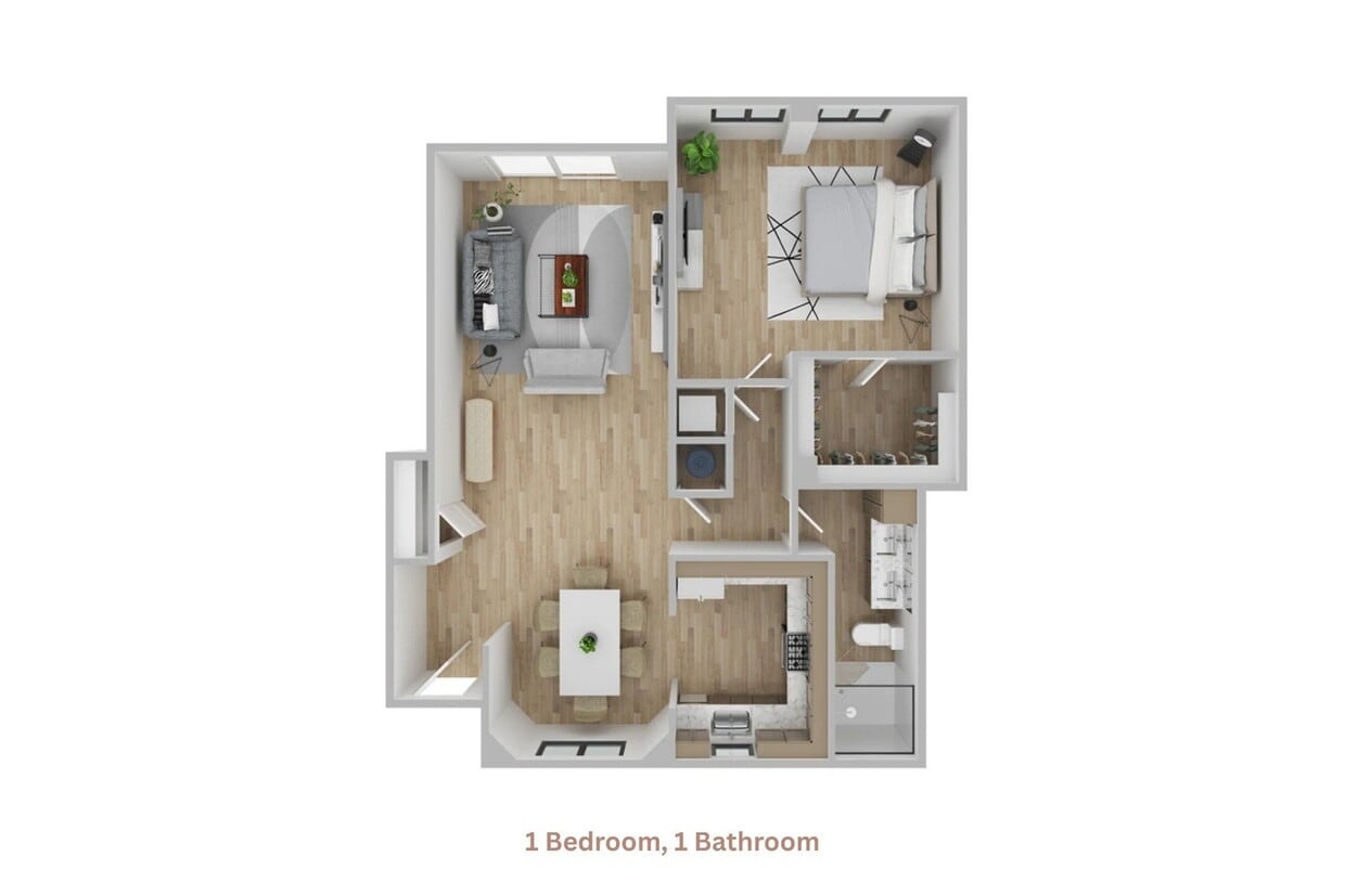Floor Plan - 1 Bedroom, 1 Bath