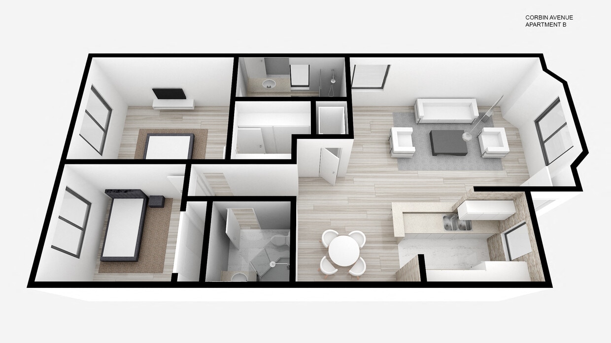 Floor Plan - Two Bed ~ Two Bath 