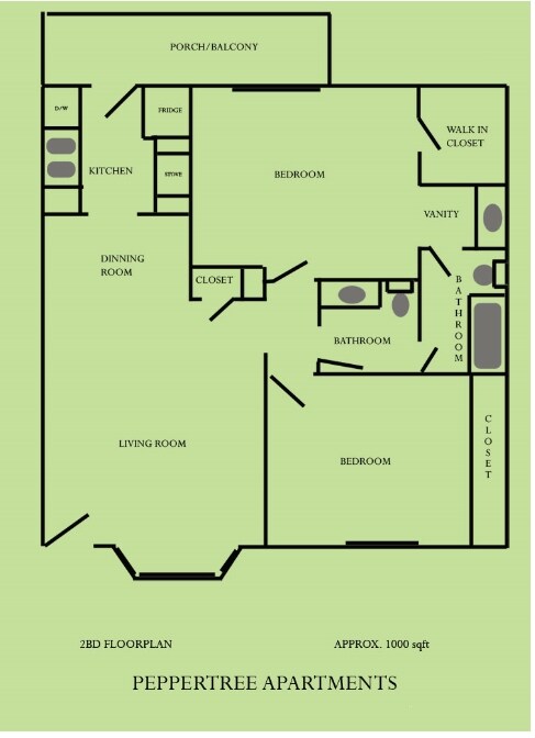 2BR/2BA - 2 Bed 1 1/2bath