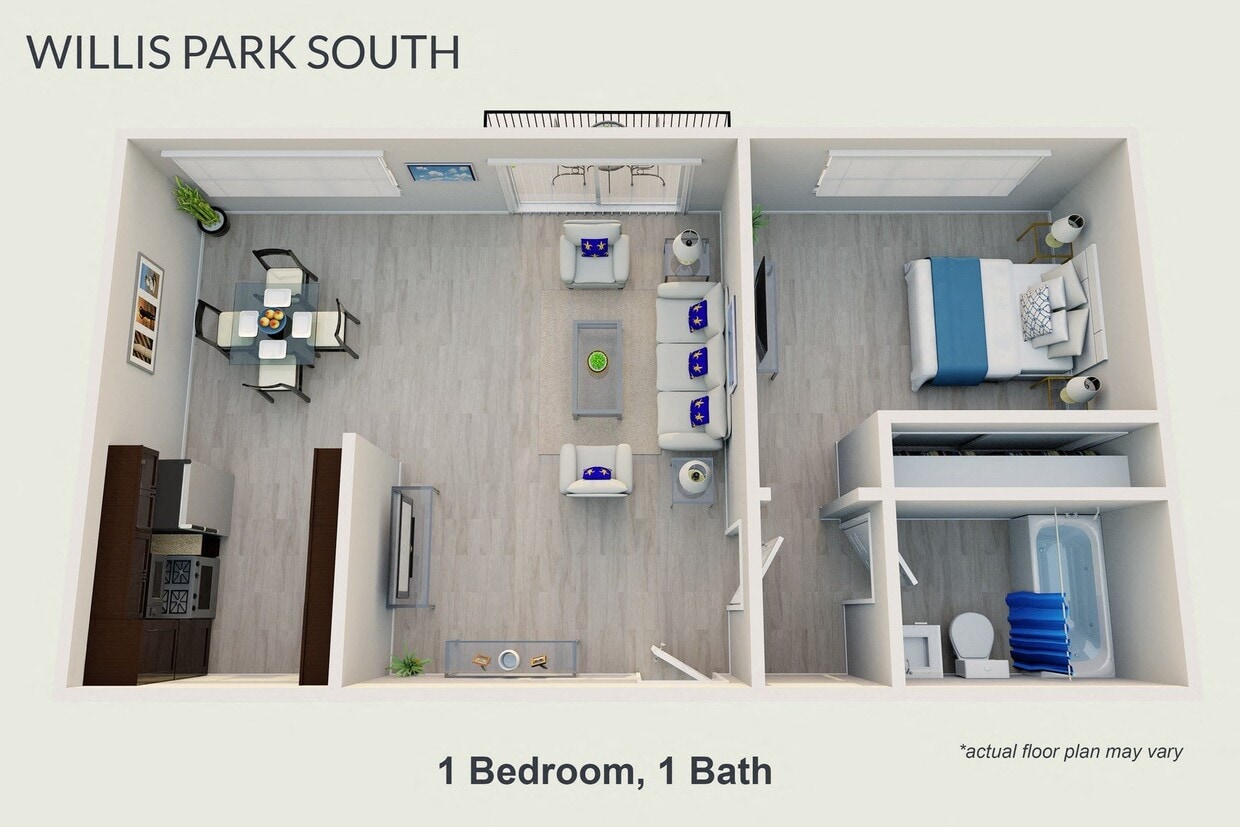 Floor Plan - One Bedroom, One Bath
