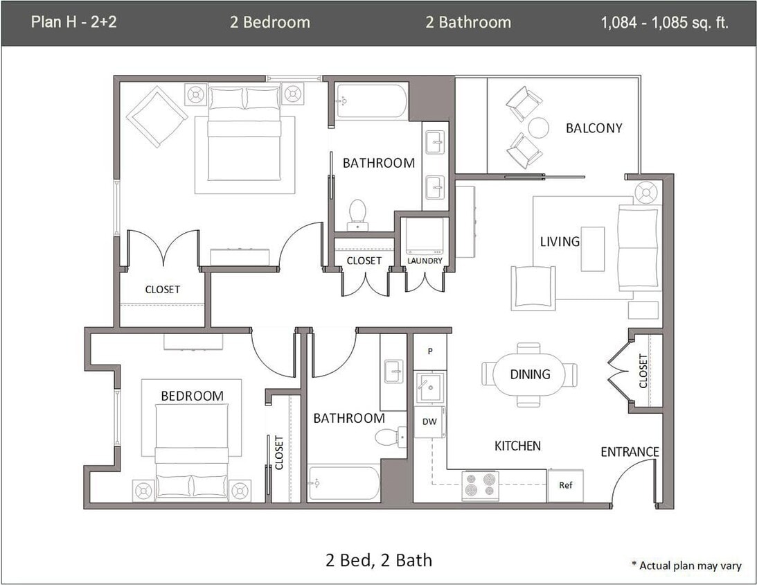 Floor Plan - 2 Bedroom H