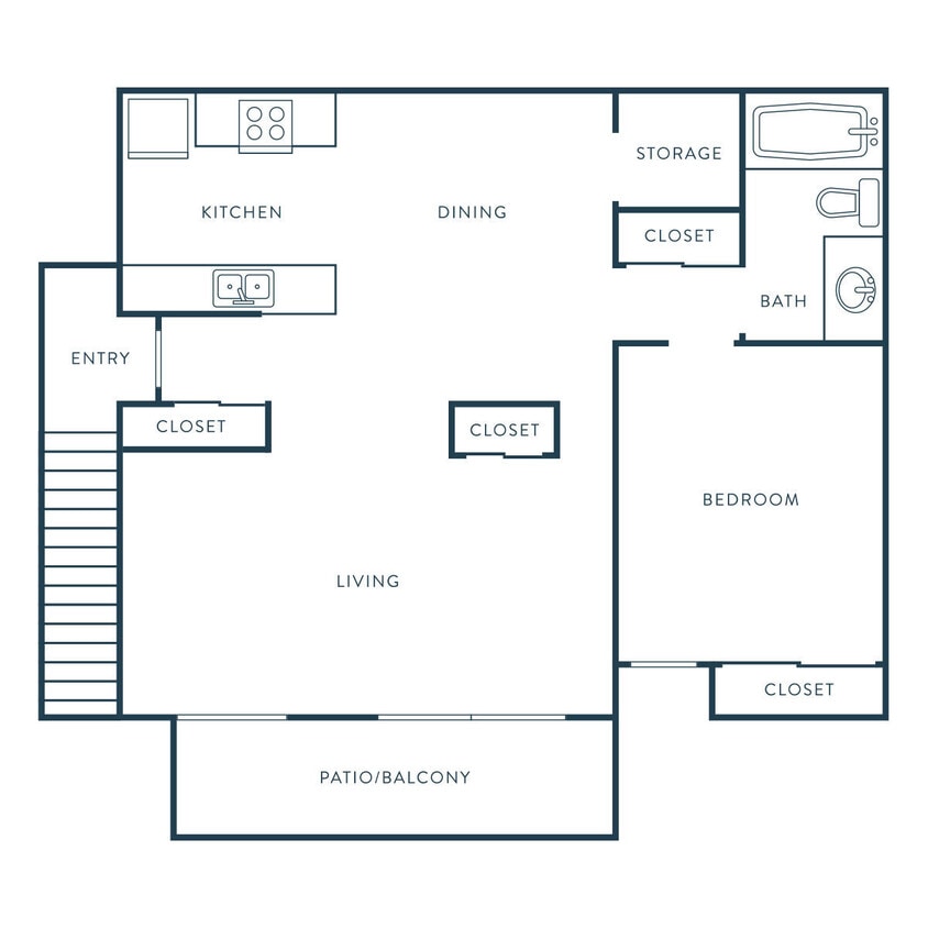 Floor Plan - 1 Bed, 1 Bath B1