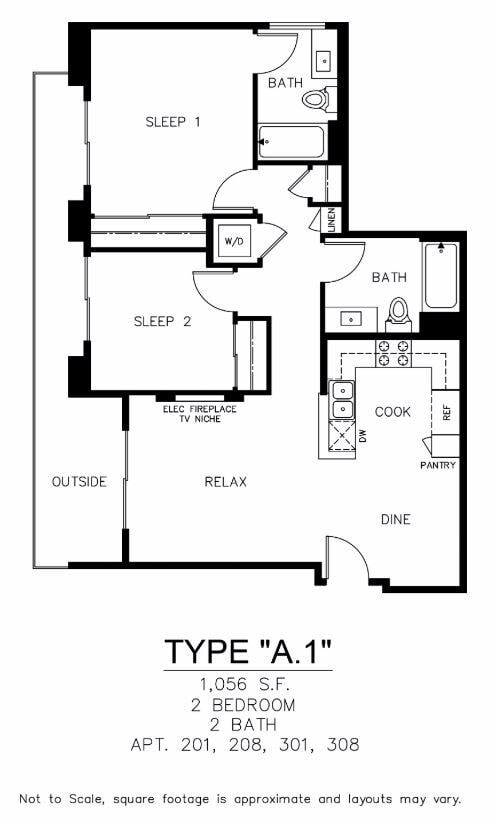 Floor Plan - Type: D1 | 2 Bedroom | 2 Bathroom
