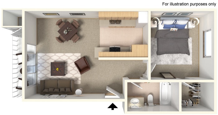 Floorplan - One Bedroom One Bathroom