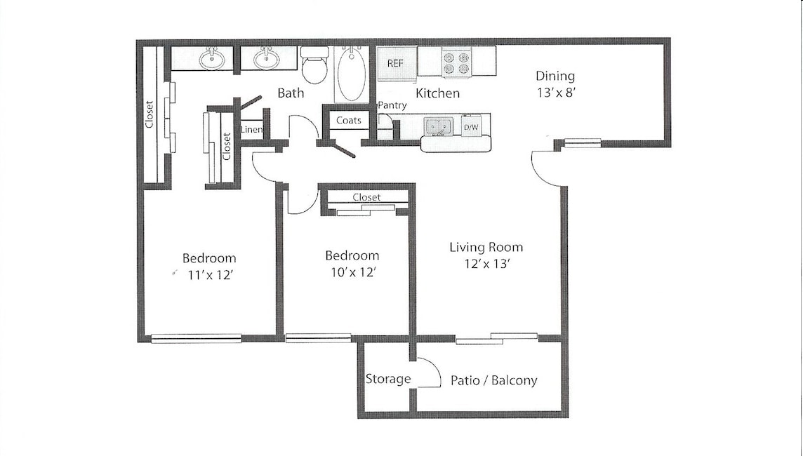 D - 2 Bedroom, 1 Bath - Plan D