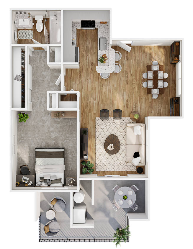 Floor Plan - 1 Bed, 1 Bath C