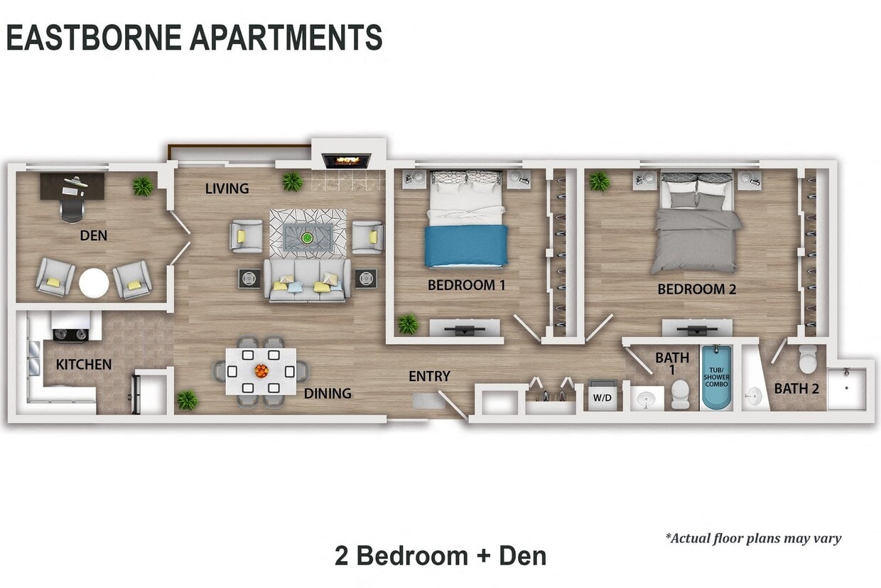 Floor Plan - 2 Bedroom Plus Den