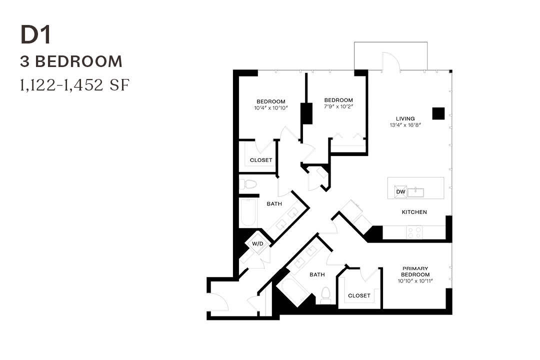 Floor Plan - Three Bedroom D1