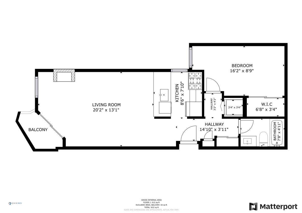 Floor Plan - 1 Bed 1 Bath A
