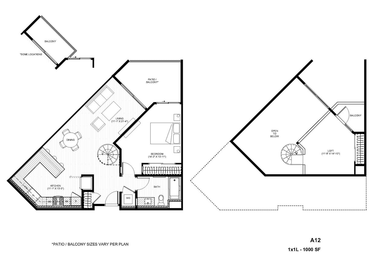 Floor Plan - A12 1x1 Loft