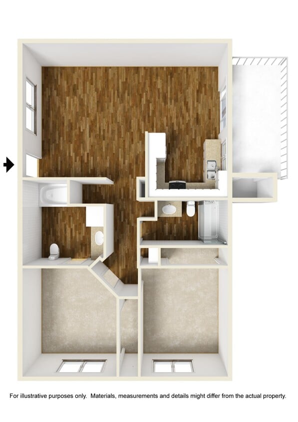 Floor Plan - 2 Bedroom, 2 Bathroom E