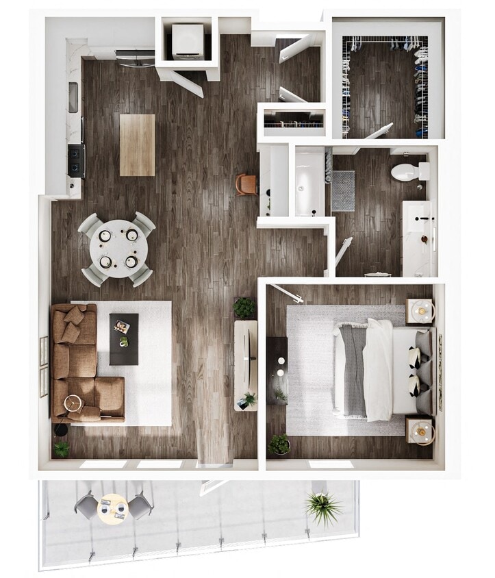 Floor Plan - 1 Bedroom | 1 Bath | Plan A17