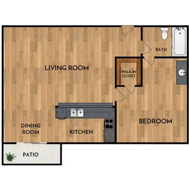 Floor Plan - 1 Bedroom 1 Bath - 1X1