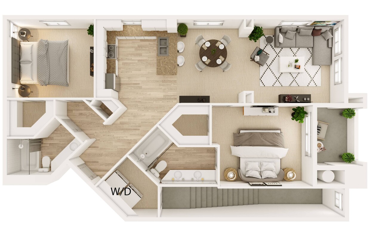 Floor Plan -  2 Bed 2 Bath B