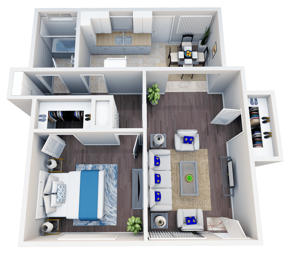 Floor Plan - 1 Bed 1 Bath