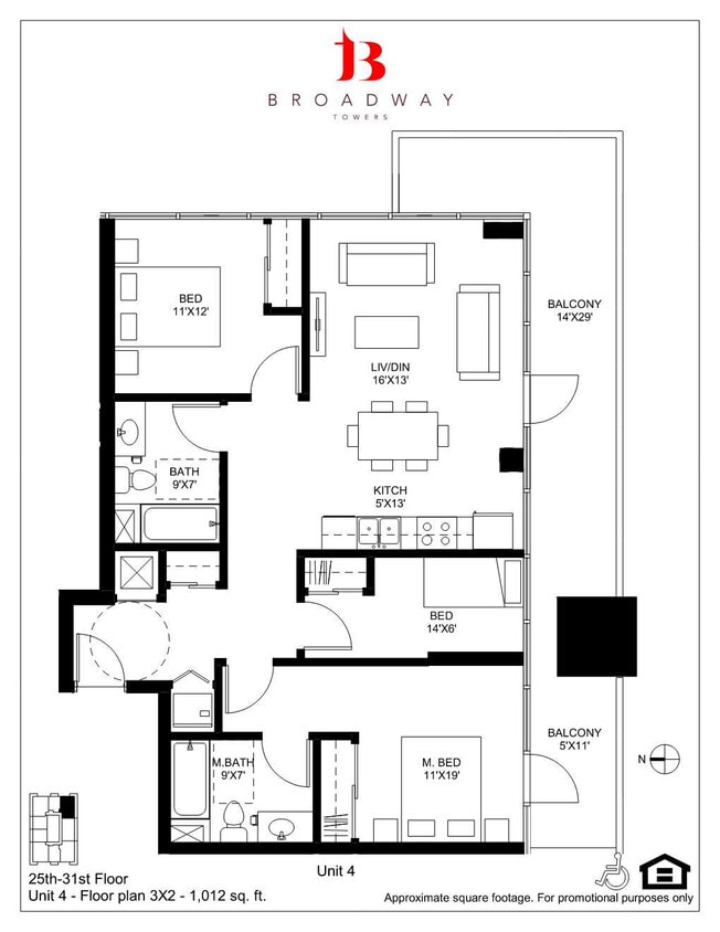 Floor Plan - Broadway 4 2x2-DEN