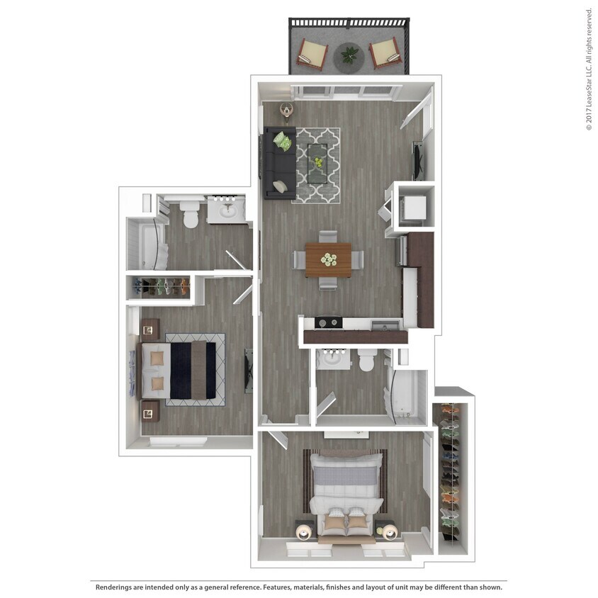 This top-level two-bedroom home on a corner location features cathedral ceilings with an abundance of windows and a slider leading out to your balcony. A large open floor plan with a fully equipped “L” shaped kitchen affords plenty of cabinets and counter space with room for a dinette. The primary - F3