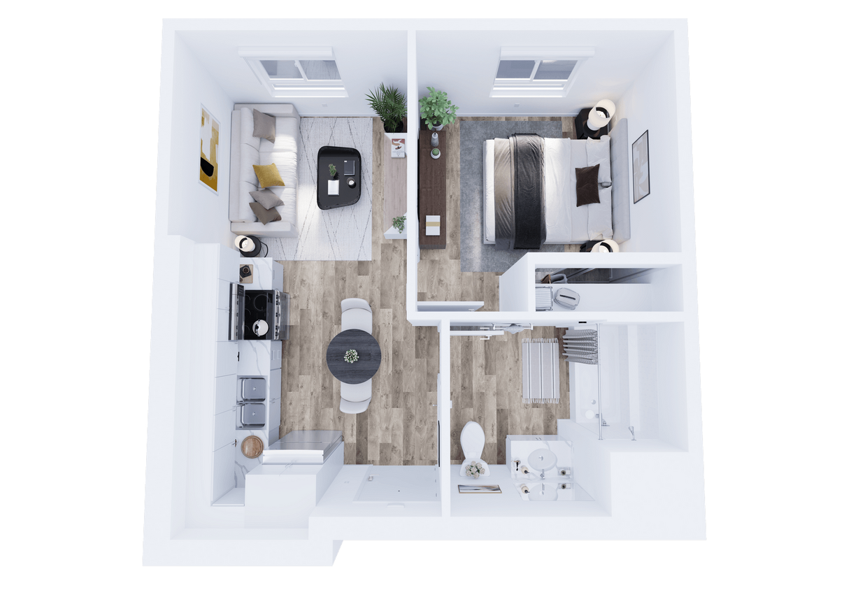 Floor Plan - Plan 1E - 1 Bedroom, 1 Bath