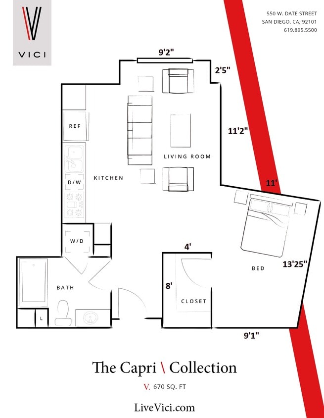 Studio-Apartment-Little-Italy - Capri - Studio/One Bath 670 Sq Ft	