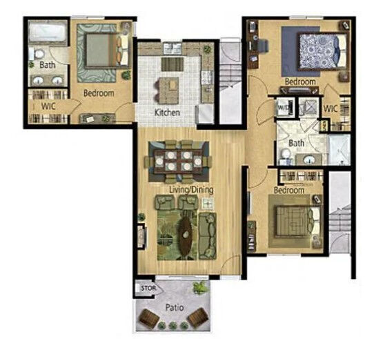 Floor Plan - 3 Bed, 2 Bath