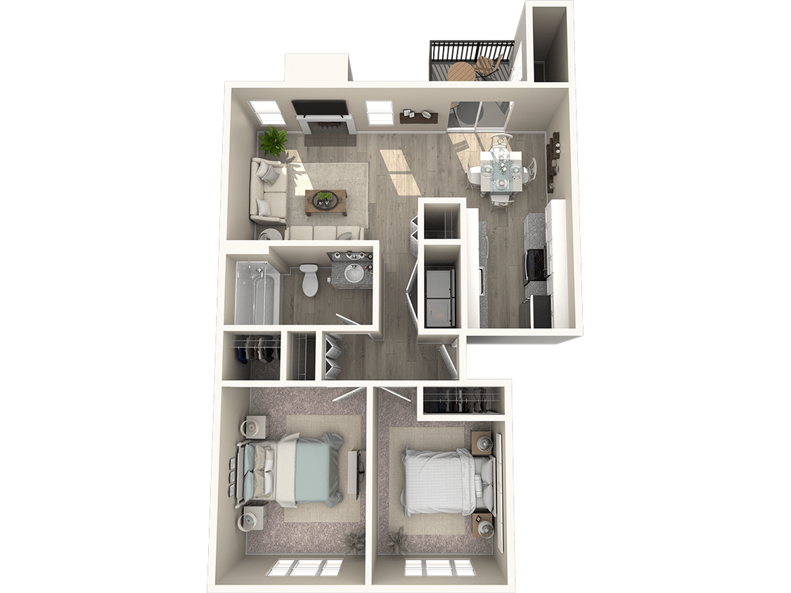 Floor Plan - 2 Bed 1 Bath Renovated