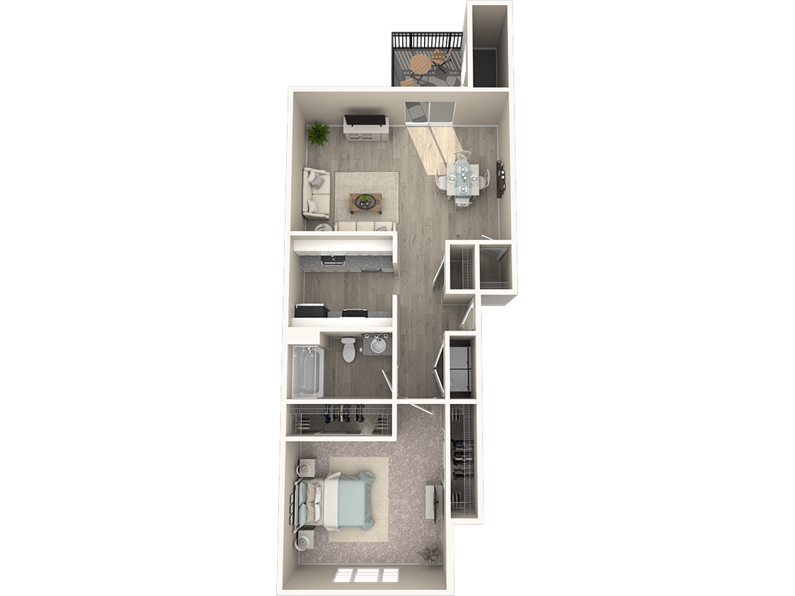 Floor Plan - 1 Bed 1 Bath Renovated