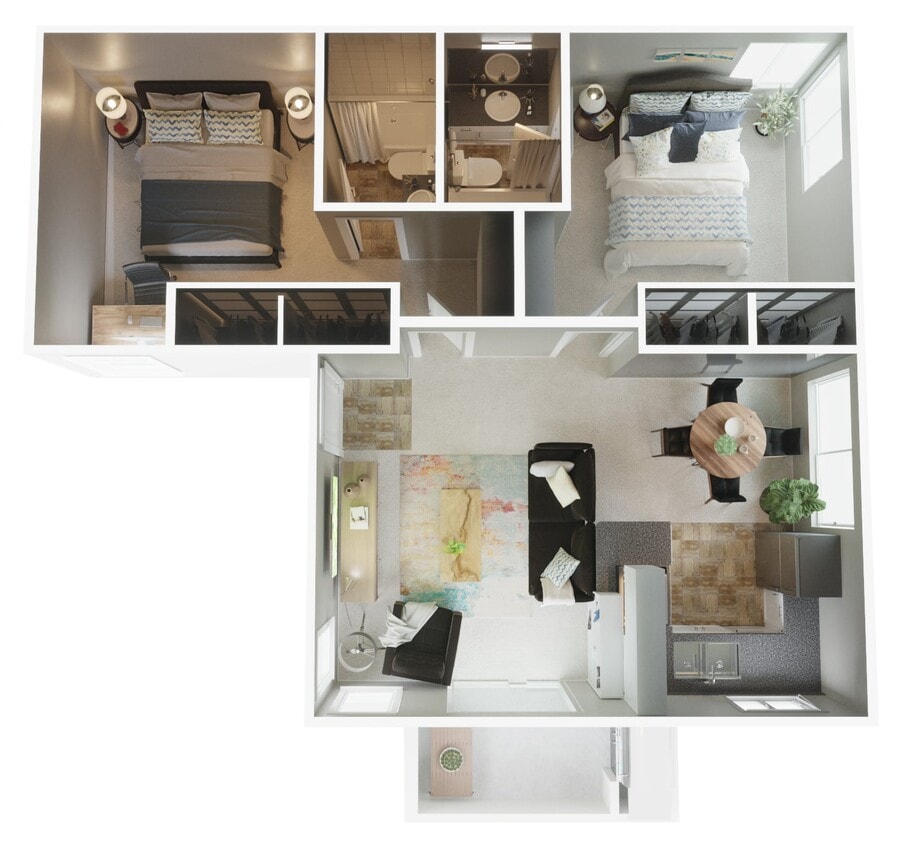 Floor Plan - 2 Bed 2 Bath B
