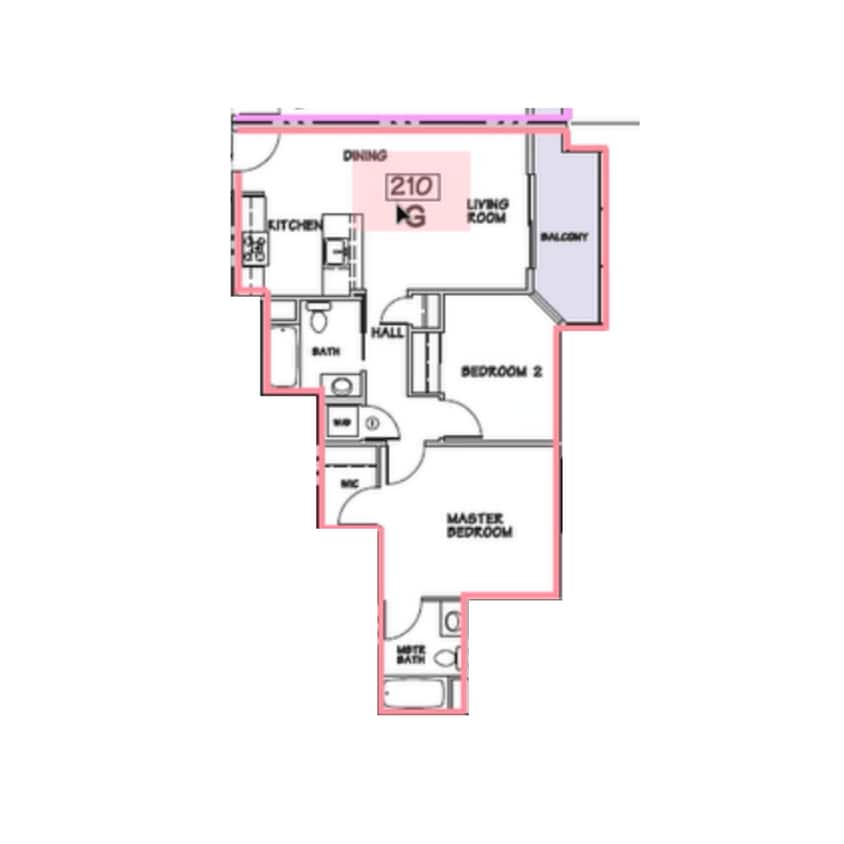 Floor Plan - G - 2 Bed 2 Bath