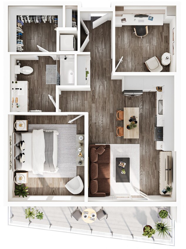Floor Plan - 1 Bedroom + Den| 1 Bath | Plan A24