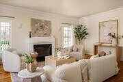 Living room, decorative fireplace, crown moldings - 215 S Poinsettia Pl Unit 215