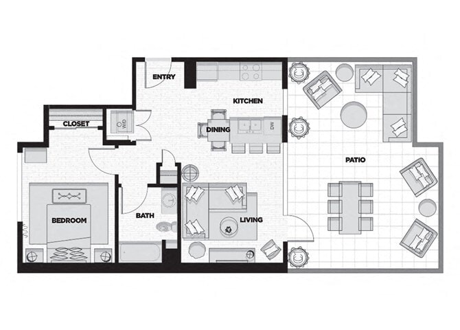 Floor Plan - 1 Bed - 1 Bath B2