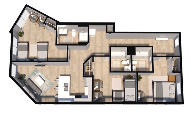 Floor Plan - 3 BD /3 BA - Penthouse