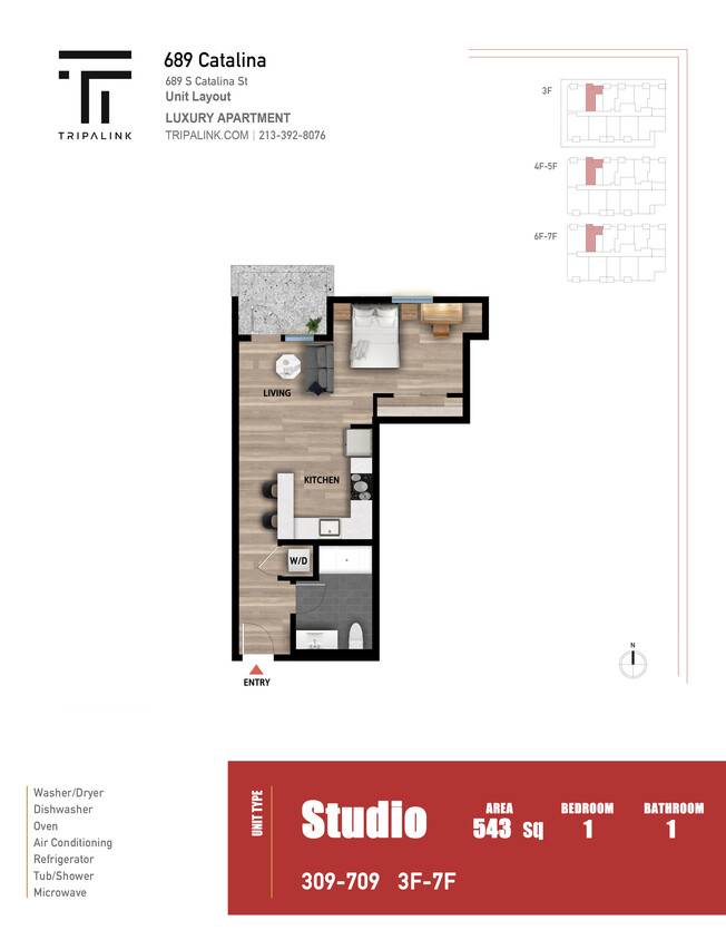 Floor Plan - Studio - 543 sqft