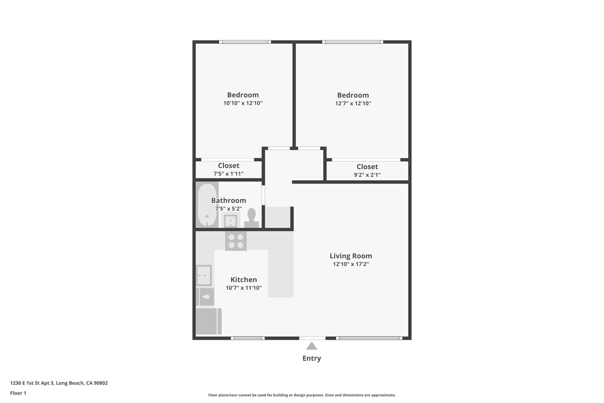 Floor Plan - 2 Bed 1 Bath