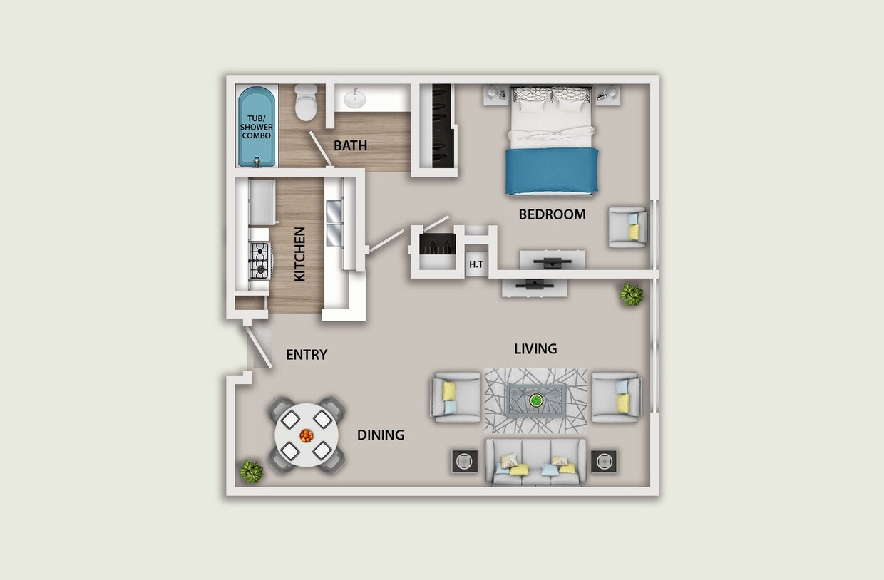 Floor Plan - 1 Bedroom, 1 Bath Traditional