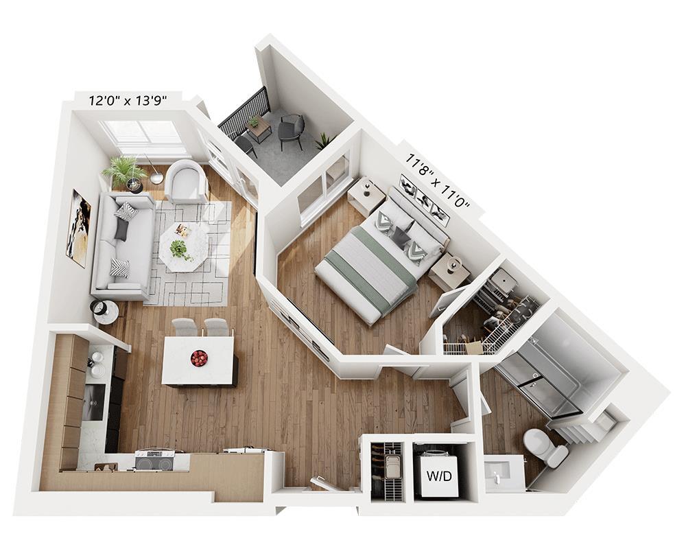 Floor Plan - One Bedroom - A1B