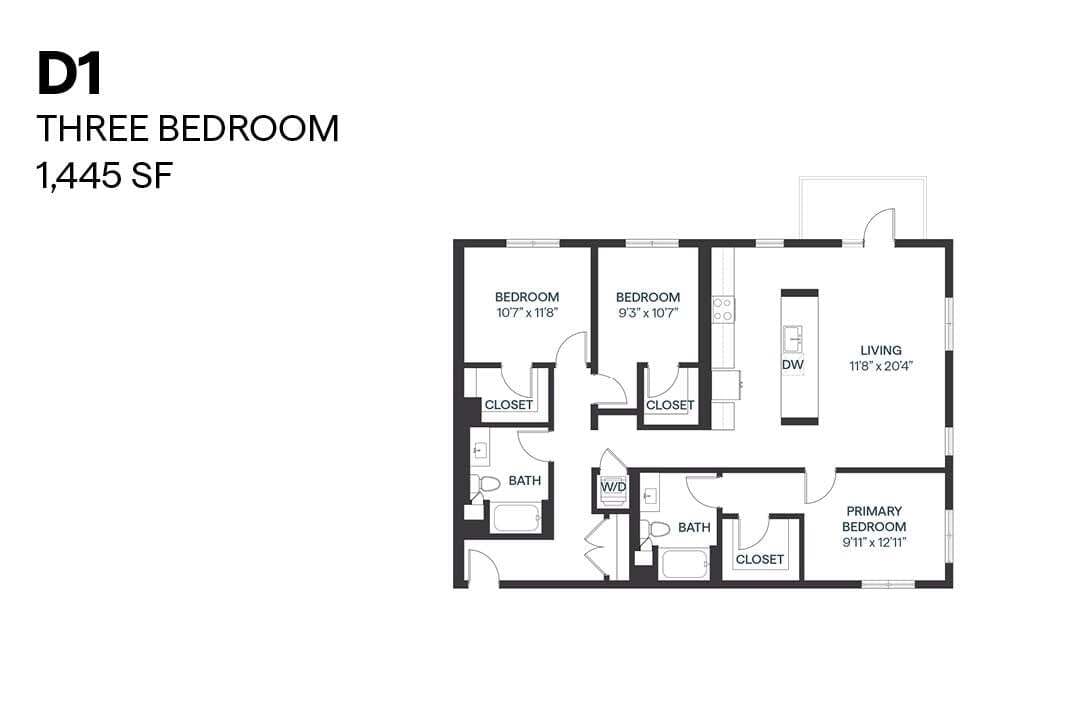 Floor Plan - Three Bedroom D1