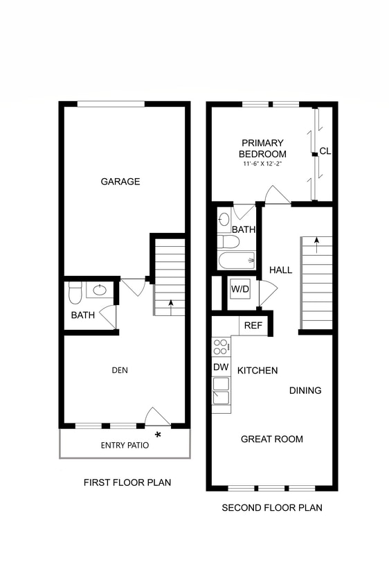 Floor Plan - 1 Bedroom Townhome + Den