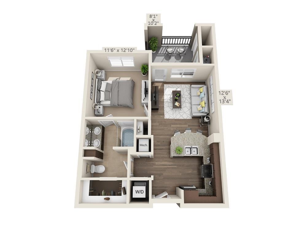 Floor Plan - One Bedroom A1A