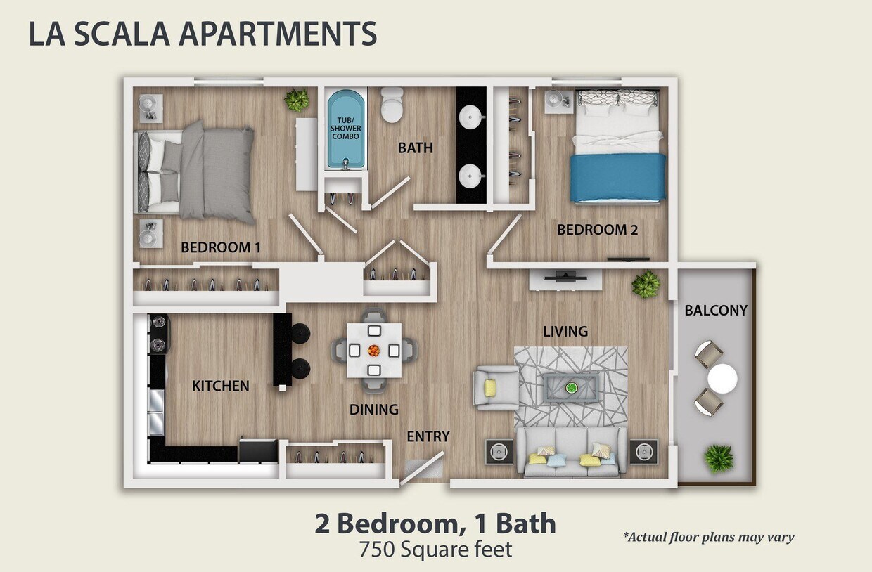 Floor Plan - 2 Bedroom, 1 Bath