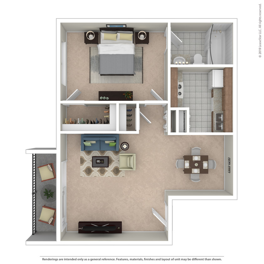 Floor Plan - 1 Bed 1 Bath