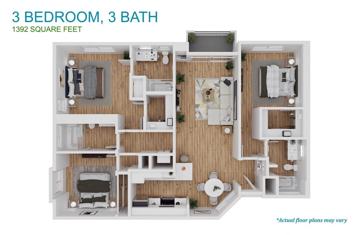 Floor Plan - 3 Bed - 3 Bath