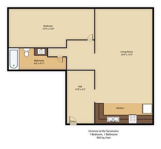 Floor Plan - 1BR 1BA