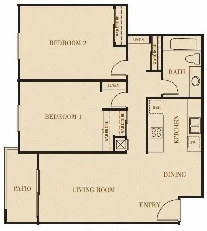 Floor Plan - 2BD, 1BTH B21