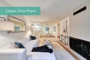 Living room with fireplace at The Meadows Apartment Homes - Meadows Apartments