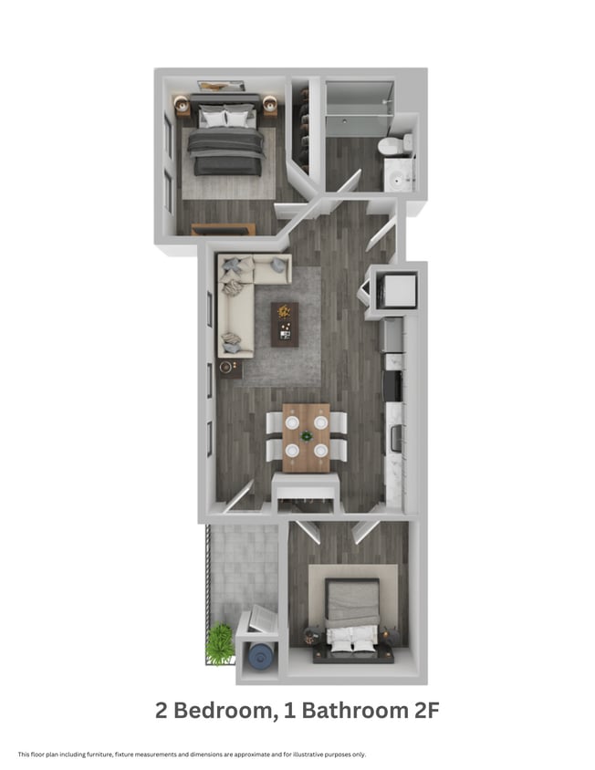 Floor Plan - Two Bedroom, One Bathroom 2F