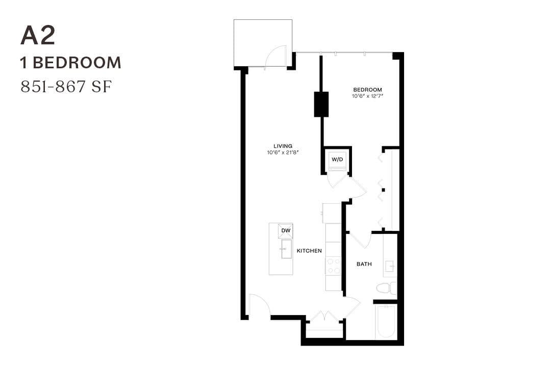 Floor Plan - One Bedroom A2
