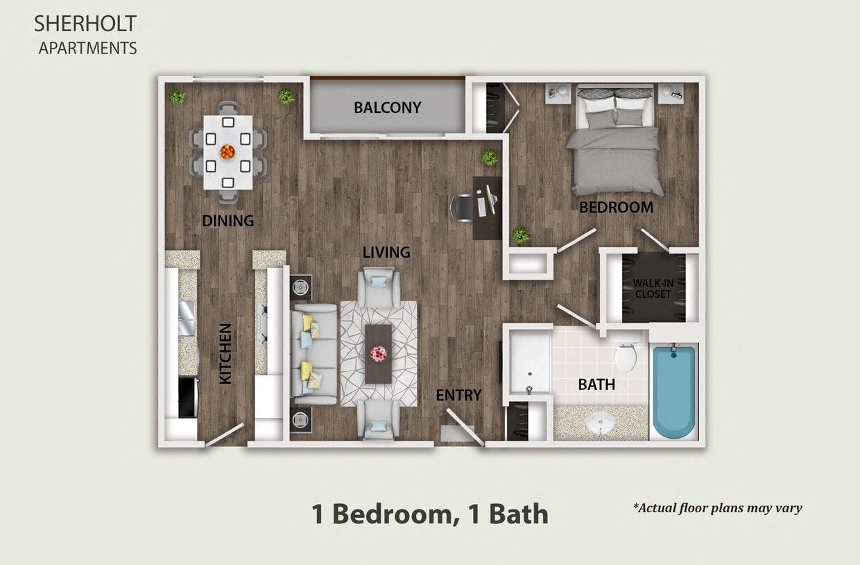 Floor Plan - 1 Bedroom, 1 Bath