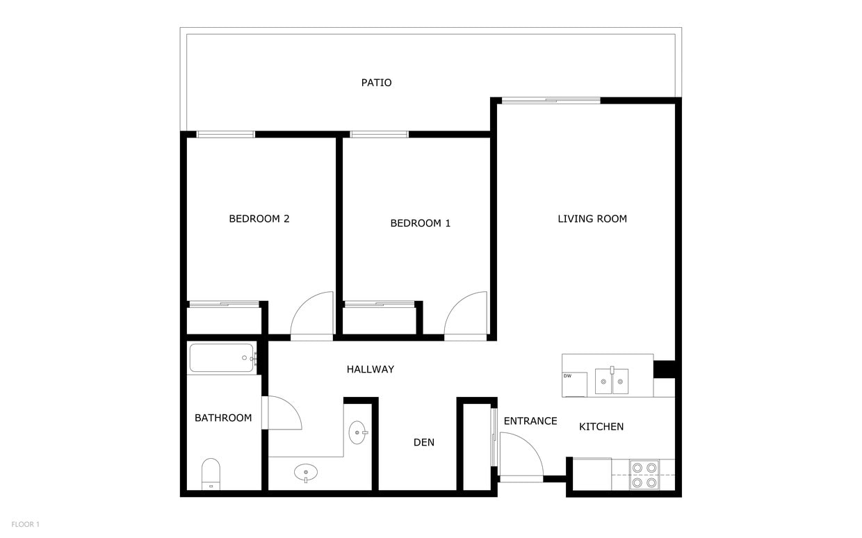 Floor Plan - 2 bed 1 bath